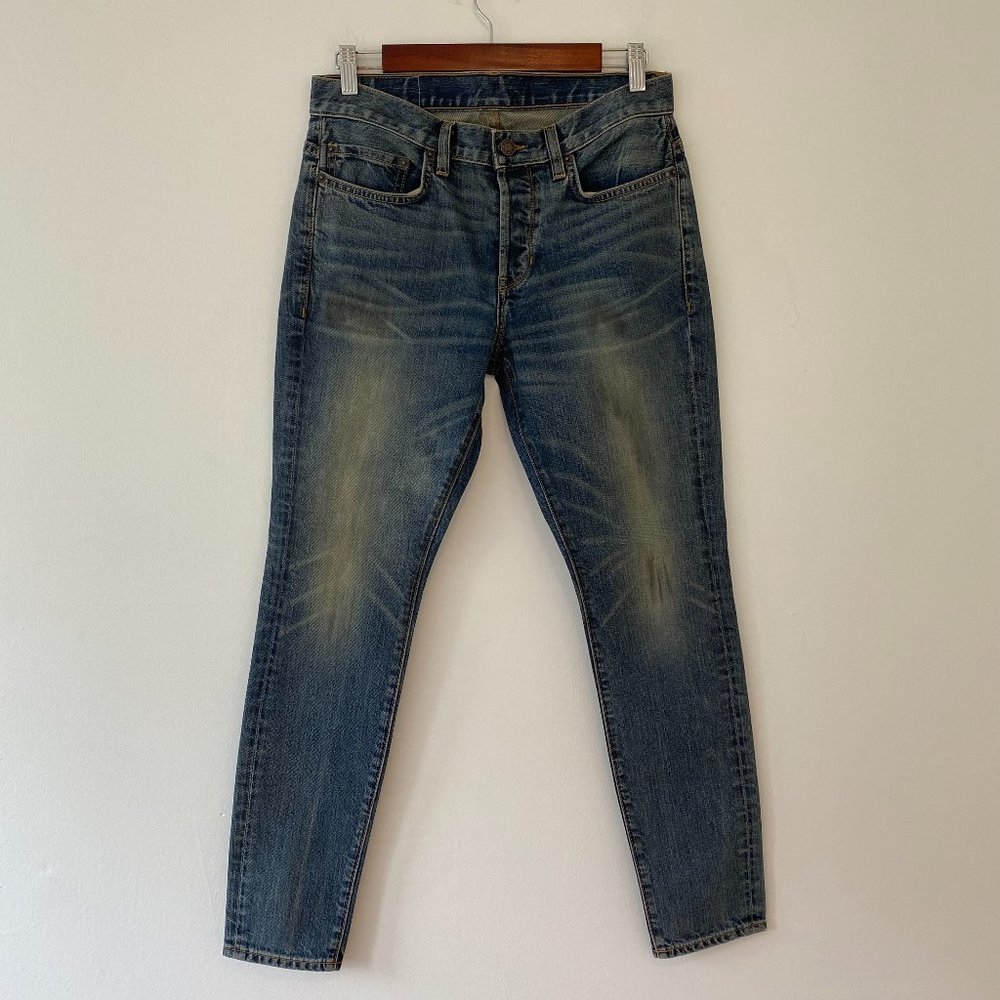 6397 Jeans Baggy Dirty Blue Womens Size 26 Selvedge Button Fly